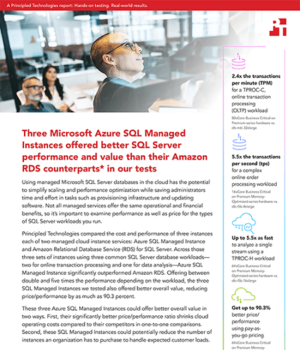Principled Technologies Releases Study Comparing the SQL Server Performance of Microsoft Azure SQL Managed Instances to Amazon Relational Database Services
