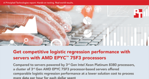 Principled Technologies Testing Found AMD EPYC 75F3 Processor-Powered Servers Offered Logistic Regression Performance Comparable to More Expensive Servers